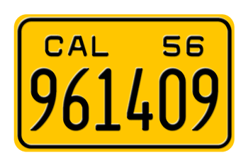 1956 CALIFORNIA MOTORCYCLE LICENSE PLATE - 5"x8"