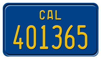 1969 CALIFORNIA MOPED LICENSE PLATE - 4"x7"