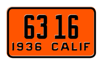 1936 CALIFORNIA MOTORCYCLE LICENSE PLATE - 4"x7"