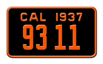 1937 CALIFORNIA MOTORCYCLE LICENSE PLATE - 4"x7"