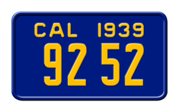 1939 CALIFORNIA MOTORCYCLE LICENSE PLATE - 4"x7"