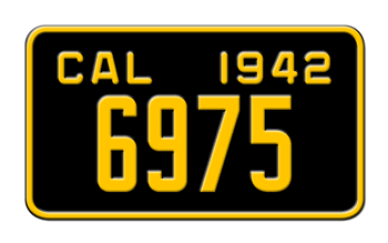 1942 CALIFORNIA MOTORCYCLE LICENSE PLATE - 4"x7"