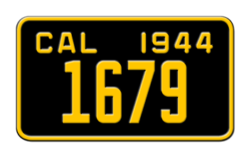 1944 CALIFORNIA MOTORCYCLE LICENSE PLATE - 4"x7"