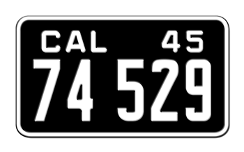 1945 CALIFORNIA MOTORCYCLE LICENSE PLATE - 4