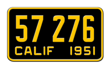 1951 CALIFORNIA MOTORCYCLE LICENSE PLATE - 4"x7"