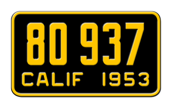1953 CALIFORNIA MOTORCYCLE LICENSE PLATE - 4"x7"