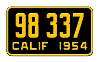 1954 CALIFORNIA MOTORCYCLE LICENSE PLATE - 4"x7"