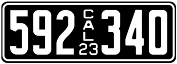 1923 CALIFORNIA CAR / TRUCK LICENSE PLATE - 5"x14"