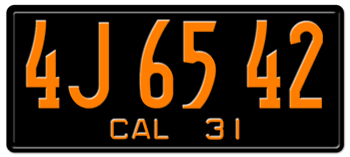 1931 CALIFORNIA CAR / TRUCK LICENSE PLATE - 6"x14"