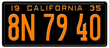1935 CALIFORNIA CAR / TRUCK LICENSE PLATE - 6"x14"