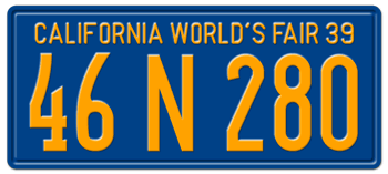 1939 CALIFORNIA CAR / TRUCK LICENSE PLATE - 6"x14"