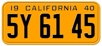 1940 CALIFORNIA CAR / TRUCK LICENSE PLATE - 6"x14"