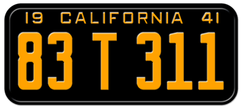 1941 CALIFORNIA CAR / TRUCK LICENSE PLATE - 6"x14"