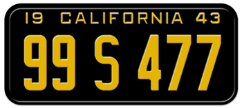 1943 CALIFORNIA CAR / TRUCK LICENSE PLATE - 6