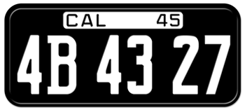 1945 CALIFORNIA CAR / TRUCK LICENSE PLATE - 6"x14"