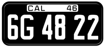 1946 CALIFORNIA CAR / TRUCK LICENSE PLATE - 6"x14"