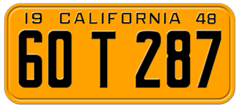 1948 CALIFORNIA CAR / TRUCK LICENSE PLATE - 6"x14"