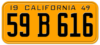1949 CALIFORNIA CAR / TRUCK LICENSE PLATE - 6"x14"