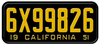 1951 CALIFORNIA CAR / TRUCK LICENSE PLATE - 6"x14"
