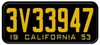 1953 CALIFORNIA CAR / TRUCK LICENSE PLATE - 6"x14"