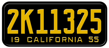 1955 CALIFORNIA CAR / TRUCK LICENSE PLATE - 6"x14"