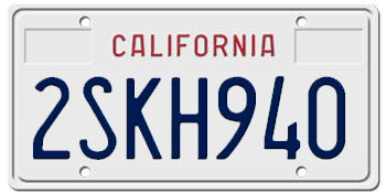 1987-1993 CALIFORNIA CAR / TRUCK LICENSE PLATE - 6"x12"