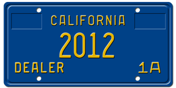 1969-1986 DEALER CALIFORNIA CAR / TRUCK LICENSE PLATE - 6"x12"