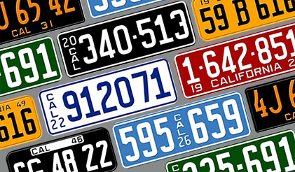 Replica California license plates for 1920-1955 cars