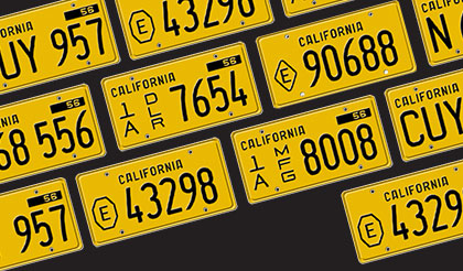 Replica California license plates for 1956-1962 cars