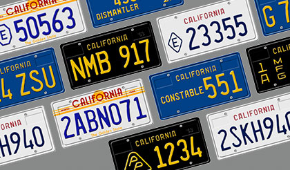 Replica California license plates for 1963-1995 cars